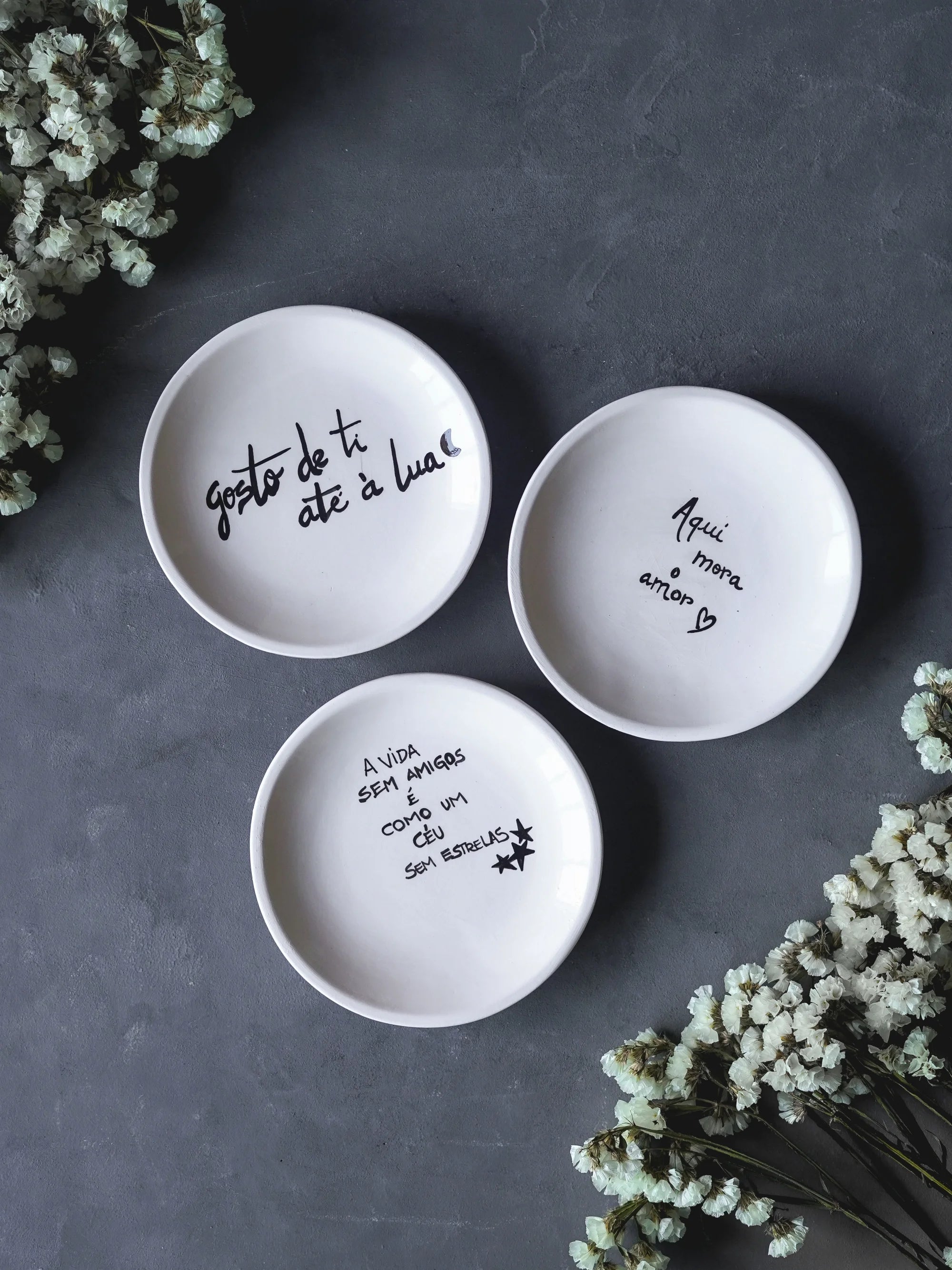 Kit of 3 small plates with message