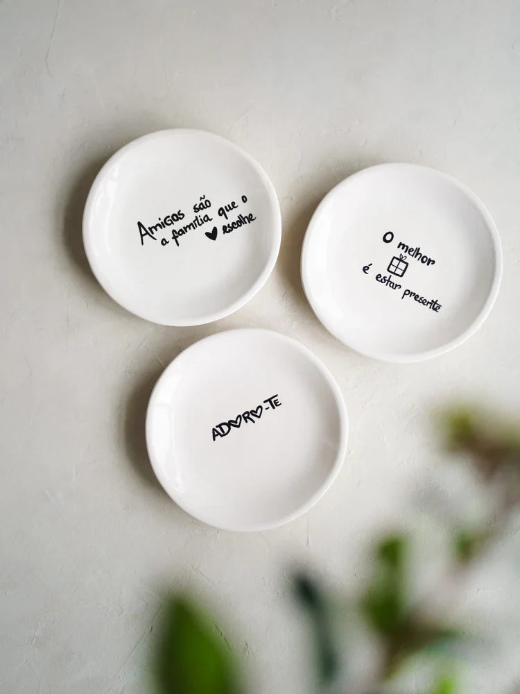 Set of 3 small plates with message - friendship version