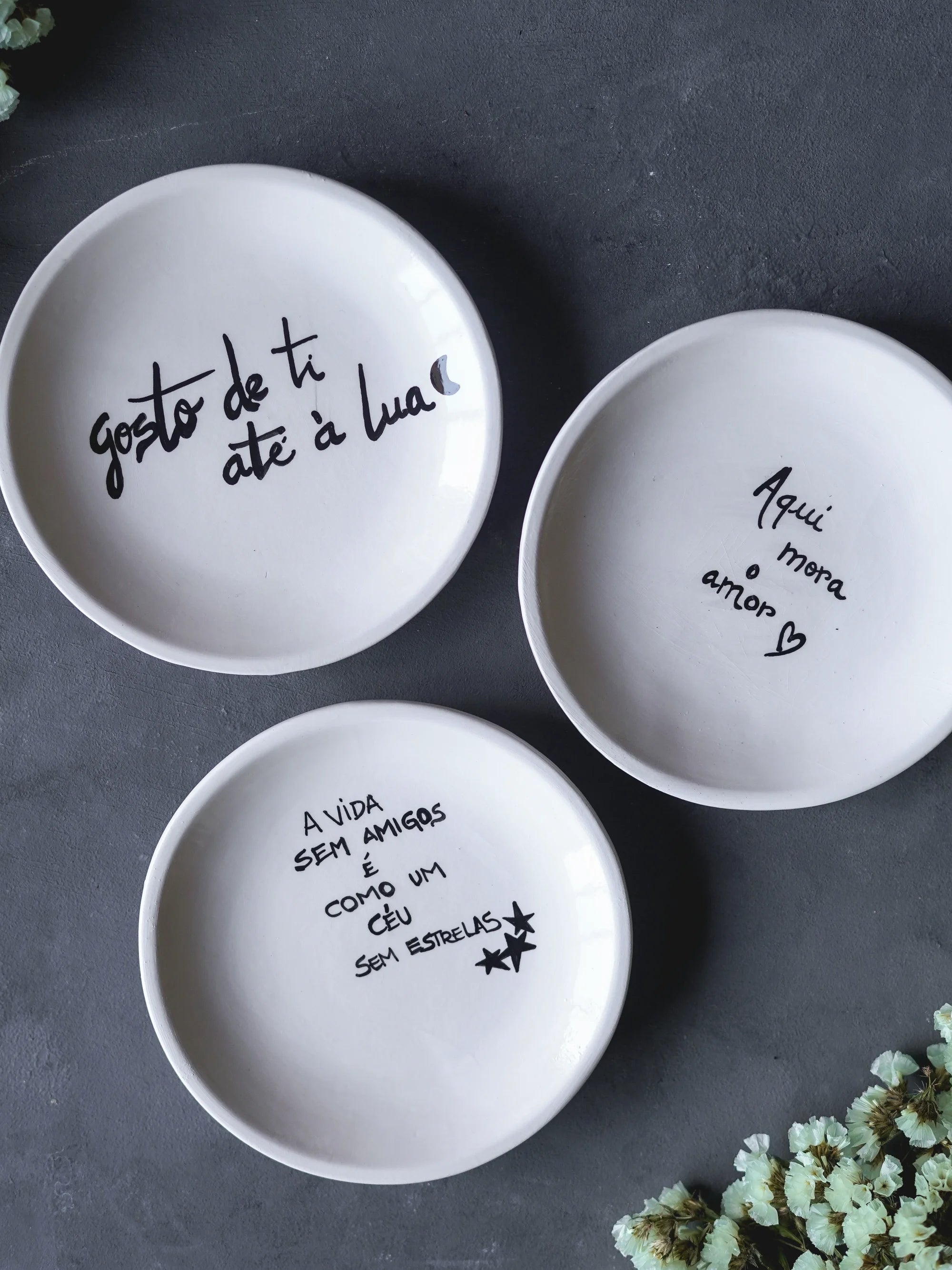 Kit of 3 small plates with message